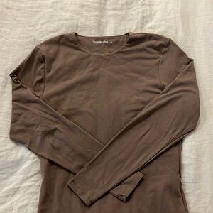 Abercrombie & Fitch long sleeve bodysuit khaki beige